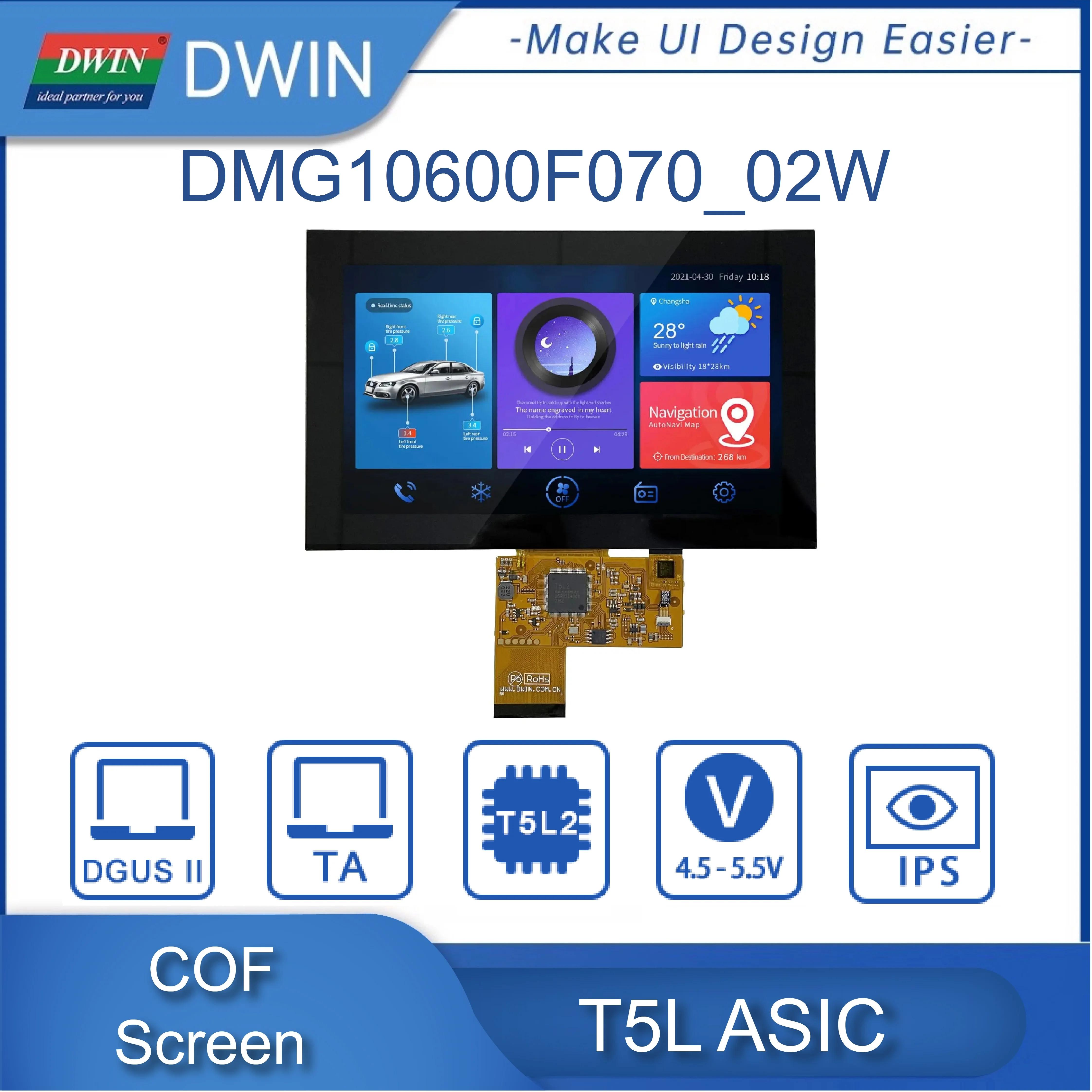 DWIN TTL COF TFT IPS LCD , 1024*600 ػ, HMI 16.7M , 50  ġ ÷, ESP32 Arduino DMG10600F070_02W, 7 ġ